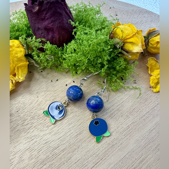 Lapis Lazuli Earrings with Blueberry Charms | Wisdom • Truth • Abundance - Picture 4 of 4